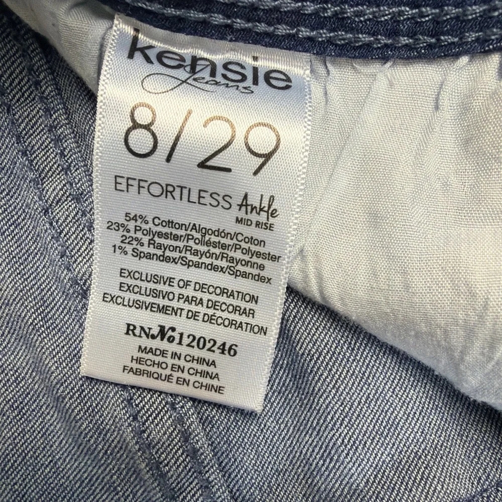 Kensie Effortless Ankle Jeans Womens 8 29 Mid Rise Slim Straight Stretch Denim‎